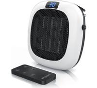 Brandson Radiateur soufflant 700W avec télécommande, thermostat, minuterie 1-12 heures, arrêt automatique, protection contre la surchauffe, blanc