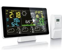 Brandson Station météo, Station météo sans fil, WIFI / Wlan, avec capteur extérieur sans fil, baromètre, humidité, capteur extérieur, réveil, prévisions météo avec app, tendance de température, UV, ph