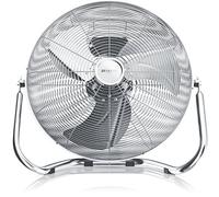 Brandson - Ventilateur de Sol Design rétro, Ventilateur sur Pied de 57 cm de diamètre, Ventilateur métallique 200W, 3 Vitesses, Faible, Moyenne, Haute, Débit d'air élevé, Inclinable à 120°, Chrome