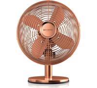Brandson ventilateur de table, ventilateur avec 3 niveaux de puissance, ventilateur mobile au design rétro, oscillation de 80° activable, angle d'inclinaison d'environ 40°, cuivre