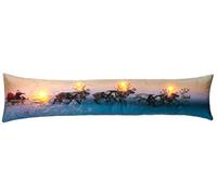Brandsseller Boudin de porte lumineux à LED, avec minuteur, coussin anti-courant d'air, décoratif, 90 x 20 cm, motif de traineau de renne