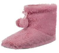 Brandsseller Chaussons Femme Bottillon Jolis nœuds et Pompons Chaussons fourrurés Duveteux Doux Molleton - Coleurs: Vieux Rose - Pointures: 39 - de