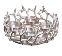 Brandsseller Couronne de Noël Argent Ø 28 cm - Bougeoir élégant pour 4 Bougies, Centre de Table Festif en Aluminium avec Branches stylisées, décoration de Noël Moderne