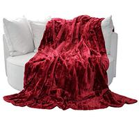 Brandsseller Couverture Double Face Plaid Imitation Fourrure et Microfibre Doux et Chaud - 150 cm x 200 cm - Rouge