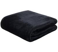 Brandsseller Couverture en flanelle super douce - Couvre-lit - Uni - 220 x 240 cm - Noir