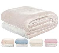 Brandsseller Couverture Polaire 150 x 200 cm - Couverture Douillette pour canapé en Polaire et Sherpa - Plaid Moelleux - Couverture réversible Souple - Gris Clair/Blanc