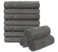 Brandsseller Lot de 10 Serviettes de Toilette 30 x 30 cm Lavettes en Éponge Serviette pour Invité avec Boucles de Suspension Coton 470 g/m² Salle de Bain Ménage - Anthracite