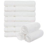 Brandsseller Lot de 10 Serviettes de Toilette 30 x 30 cm Lavettes en Éponge Serviette pour Invité avec Boucles de Suspension Coton 470 g/m² Salle de Bain Ménage - Blanc