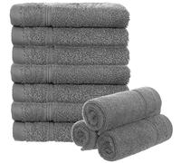 Brandsseller Lot de 10 Serviettes de Toilette 30 x 30 cm Lavettes en Éponge Serviette pour Invité avec Boucles de Suspension Coton 470 g/m² Salle de Bain Ménage - Gris Claire