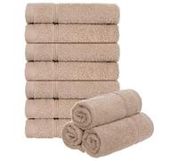 Brandsseller Lot de 10 Serviettes de Toilette 30 x 30 cm Lavettes en Éponge Serviette pour Invité avec Boucles de Suspension Coton 470 g/m² Salle de Bain Ménage - Sable