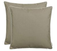 Brandsseller Lot de 2 Coussin d’extérieur 45x45 cm - Coussins décoratifs imperméables avec Passepoil - Résistants aux intempéries pour Jardin, Balcon, Terrasse et Canapé - Beige