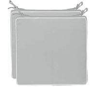Brandsseller Lot de 2 Coussins de Chaise 40x40x4 cm - Galette de Chaise Hydrofuge et Anti-salissure avec Liens et Passepoil - pour l’intérieur et l’extérieur - Cuisine, Terrasse, Jardin - Gris Clair