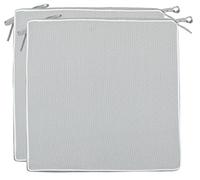 Brandsseller Lot de 2 Coussins de Chaise 40x40x4 cm - Galette de Chaise hydrofuge et anti-salissure avec Liens et Passepoil - pour l’intérieur et l’extérieur - Cuisine, Terrasse, Jardin - Gris Clair