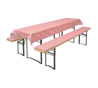 Brandsseller Lot de 3 - Ensemble de Coussins pour Mobilier de Brasserie 2 Coussins de Banc rembourrés 220x25 cm et 1 Nappe 240x70 pour Tous Table de Jardin ou Chapiteau - Rouge à Carreaux