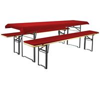 Brandsseller Lot de 3 - Ensemble de Coussins pour Mobilier de Brasserie 2 Coussins de Banc rembourrés 220x25 cm et 1 Nappe 240x90 pour Tous Table de Jardin ou Chapiteau - Rouge