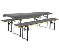 Brandsseller Lot de 3 - Ensemble de Coussins pour Mobilier de Brasserie 2 Coussins de Banc rembourrés 220x25 cm et 1 Nappe 240x90 pour Tous Table de Jardin ou Chapiteau - Anthracite