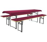 Brandsseller Lot de 3 - Ensemble de Coussins pour Mobilier de Brasserie 2 Coussins de Banc rembourrés 220x25 cm et 1 Nappe 240x70 pour Tous Table de Jardin ou Chapiteau - Baie