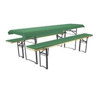 Brandsseller Lot de 3 - Ensemble de Coussins pour Mobilier de Brasserie 2 Coussins de Banc rembourrés 220x25 cm et 1 Nappe 240x70 pour Tous Table de Jardin ou Chapiteau - Vert