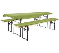 Brandsseller Lot de 3 - Ensemble de Coussins pour Mobilier de Brasserie 2 Coussins de Banc rembourrés 220x25 cm et 1 Nappe 240x70 pour Tous Table de Jardin ou Chapiteau - Vert