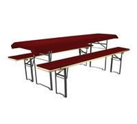 Brandsseller Lot de 3 - Ensemble de Coussins pour Mobilier de Brasserie 2 Coussins de Banc rembourrés220x25 cm et 1 Nappe 240x70 pour Tous Table de Jardin ou Chapiteau - Rouge