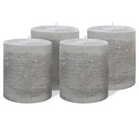 Brandsseller lot de 4 Bougies piliers 9 x 10 cm - Paraffine teintée dans la masse - Style rustique longue durée - Décoration de table pour Noël fêtes et événements - Gris