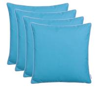 Brandsseller Lot de 4 Coussin d’extérieur 45x45 cm - Coussins décoratifs imperméables avec Passepoil - Résistants aux intempéries pour Jardin, Balcon, Terrasse et Canapé - Bleu Aqua