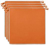 Brandsseller Lot de 4 Coussins de Chaise 40x40x4 cm - Galette de Chaise hydrofuge et anti-salissure avec Liens et Passepoil - pour l’intérieur et l’extérieur - Cuisine, Terrasse, Jardin - Orange