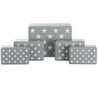 Brandsseller Lot de 5 boîtes à Biscuits Pâtisserie de Noël rectangulaires en Métal Motif Ètoiles