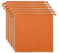 Brandsseller Lot de 6 Coussins de Chaise 40x40x4 cm - Galette de Chaise hydrofuge et anti-salissure avec Liens et Passepoil - pour l’intérieur et l’extérieur - Cuisine, Terrasse, Jardin - Orange