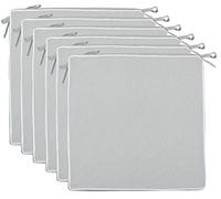Brandsseller Lot de 6 Coussins de Chaise 40x40x4 cm - Galette de Chaise hydrofuge et anti-salissure avec Liens et Passepoil - pour l’intérieur et l’extérieur - Cuisine, Terrasse, Jardin - Gris Clair
