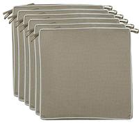 Brandsseller Lot de 6 Coussins de Chaise 40x40x4 cm - Galette de Chaise Hydrofuge et Anti-salissure avec Liens et Passepoil - pour l’intérieur et l’extérieur - Cuisine, Terrasse, Jardin - Beige