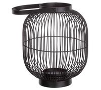 Brandsseller Photophore H 28,5 cm, Ø 22 cm Lanterne Chandelier Bougeoir Lampignon avec Anse en Métal Noir Décoration pour Intérieur et Extérieur