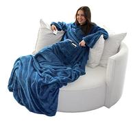 Brandsseller Plaid à Manches Couverture Douillette TV avec Chancelière et 2 Grandes Poches - Bleu 150 cm x 180 cm