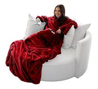 Brandsseller Plaid à Manches Couverture Douillette TV avec Chancelière et 2 Grandes Poches - Rouge 170 cm x 200 cm