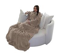 Brandsseller Plaid à Manches Couverture Douillette TV avec Chancelière et 2 Grandes Poches - Taupe/Gris 150 cm x 180 cm