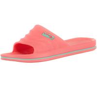 Brandsseller Sandales de bain pour femme - Tongs de bain - Chaussures de plage - Uni avec bandes latérales sur la semelle, Corail turquoise clair, 36 EU