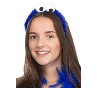 Brandsseller Serre-tête pelucheux bleu avec grands yeux mobiles - Accessoire de déguisement amusant pour Carnaval, Mardi gras et fête à thème - Serre-tête à plumes doux, confortable et rigolo