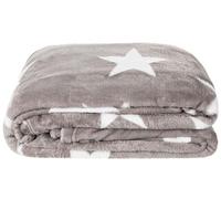 Brandsseller Supersoft Plaid douillet avec de grandes étoiles - 2 couleurs - env. 180 x 220 cm Taupe/blanc