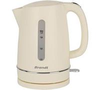 Brandt BO1702C - Bouilloire - Capacité: 1,7L - Niveau d'eau visible et gradué - Socle à 360° - Ouverture du couvercle sur la poignée - Pieds antidérapants - Finition mat - Puissance : 2200W - Crème