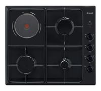 BPE6411BM - Table de cuisson gaz et électrique - 4 plaques de cuisson - Niche - largeur : 56 cm - profondeur : 49 cm - noir