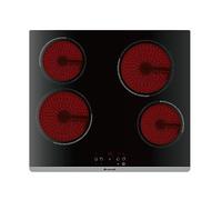 BRANDT - Table vitrocéramique - BPV6420B - 4 zones - Puissance totale : 6 kW - Commandes sensitives - 9 positions de cuisson - 4 minuteries - Verrouillage clavier - Auto stop - noir
