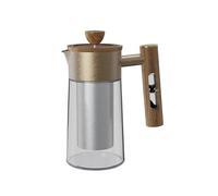 brandXzilla KR King Duke French Press Cafetière moderne avec manche en bois sablier en verre borosilicate à double paroi et filtre en acier inoxydable Design doré/argenté 800 ml