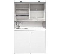 Brandy Best OFFICE125-GBL Espace convivialité couleur blanche 125cm pour bureau avec volet roulant Blanc