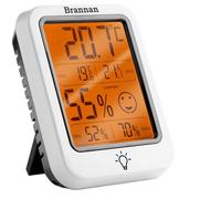 Brannan Thermomètre d'ambiance numérique Hygromètre Humidimètre intérieur Précis Max Min Enregistrement Rétroéclairage