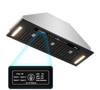 BRANO Insert de hotte de cuisine de 91,4 cm, 900 CFM, commande vocale/geste/tactile intégrée avec ventilateur d'échappement à 4 vitesses, mode mémoire, lumières réglables, conduit / sans conduit