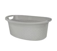 BranQ Cotton Panier à linge ovale avec poignées ergonomiques - 60 l - Pour salle de bain - Gris clair