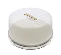 BranQ - Home essential Conteneur à gâteau rond Joy avec couvercle haut et poignée pratique, plastique (PP), sans BPA, couleur sauge/transparent, 334 x 156 mm