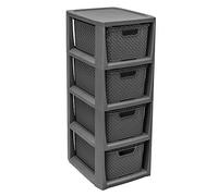 BranQ - Home Essential Étagère en Plastique Aspect rotin Anthracite 23 x 29 x 65 cm