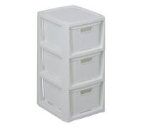 BranQ - Home essential Étagère en Plastique polypropylène, Aspect rotin, sans BPA, Blanc, 29,5 x 24 x 48,7 cm, 3 paniers.
