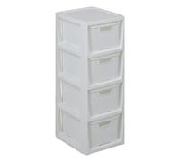 BranQ - Home essential Étagère en Plastique polypropylène, Aspect rotin, sans BPA, Blanc, 29,5 x 24 x 64,2 cm, 4 paniers